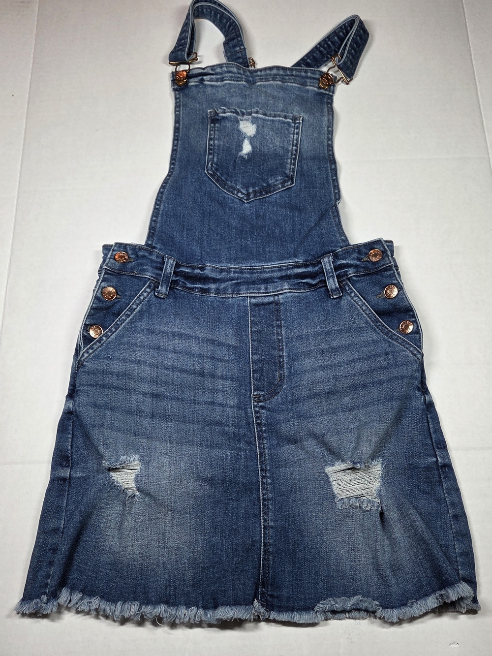 Celebrity Pink Size Small Bib Overalls Style Dress‎ Denim Blue Jean Distressed